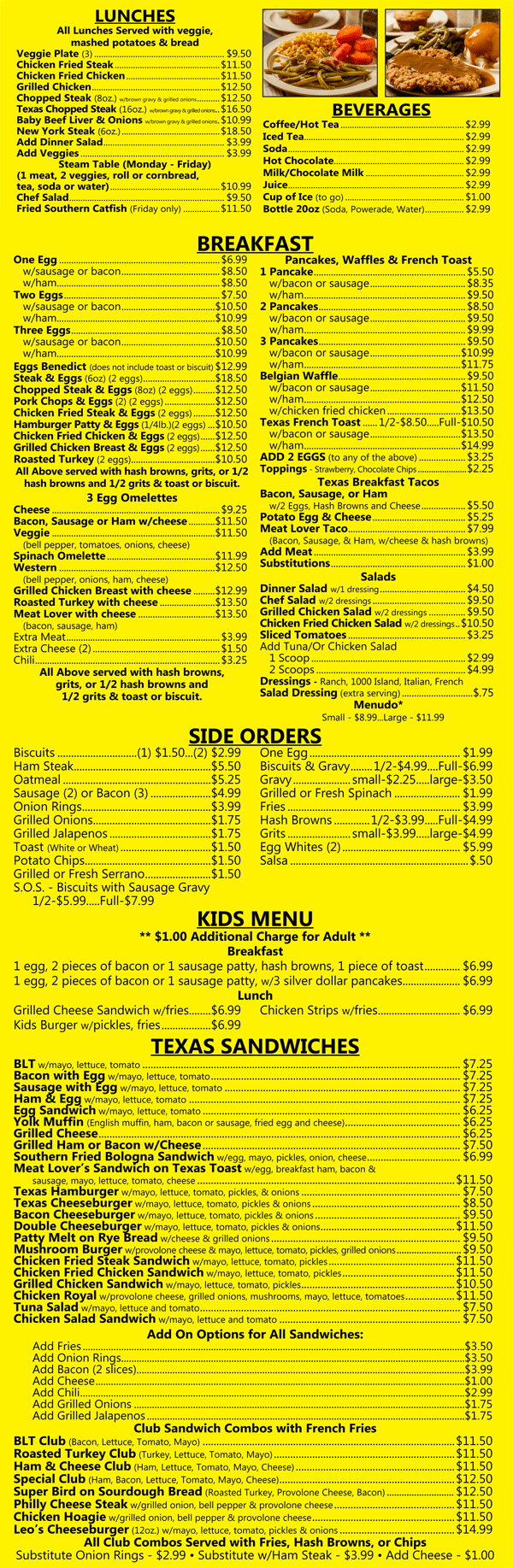 restaurant menu